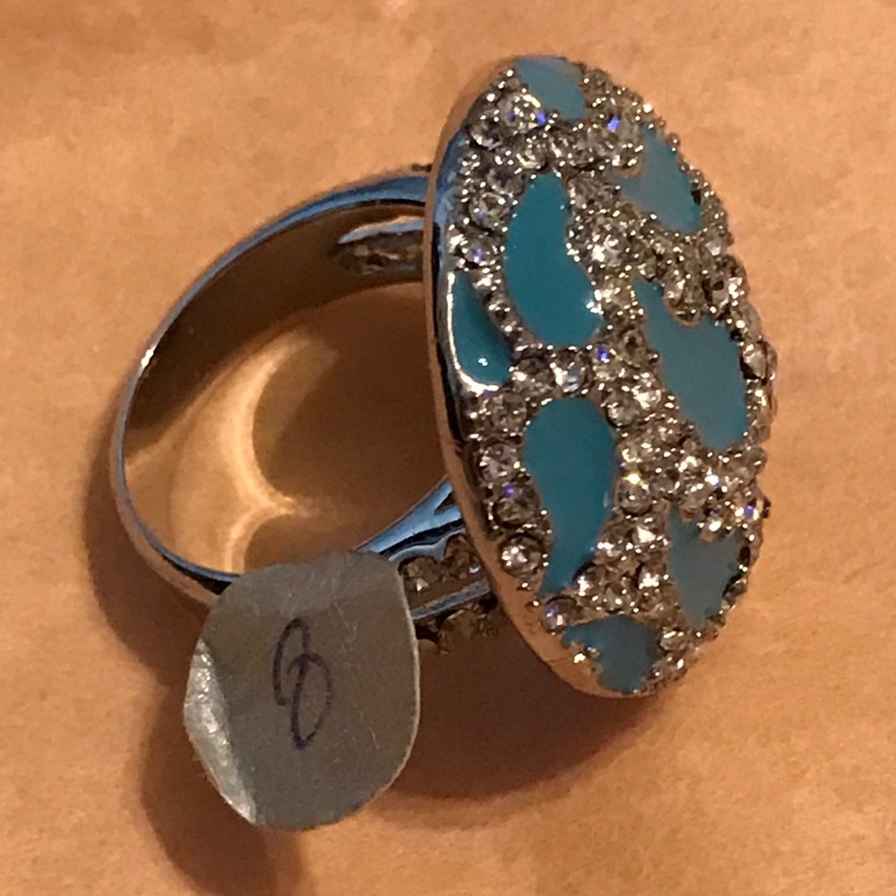 Silver Turquoise with cz Diamond ring 💍